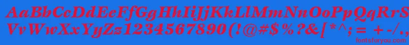 EspritstdBlackitalic-Schriftart – Rote Schriften auf blauem Hintergrund