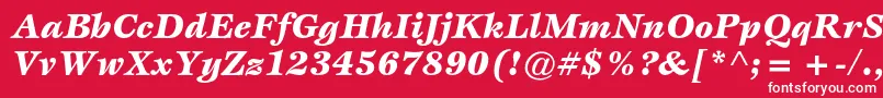 EspritstdBlackitalic-Schriftart – Weiße Schriften auf rotem Hintergrund