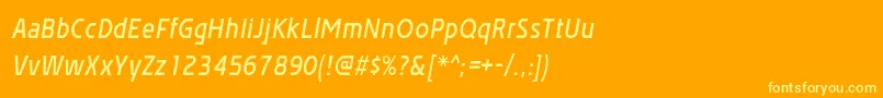 AffluentdemiboldItalic-Schriftart – Gelbe Schriften auf orangefarbenem Hintergrund