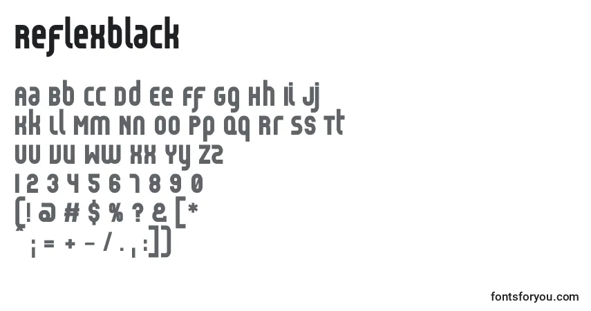 Reflexblack-fontti – aakkoset, numerot, erikoismerkit