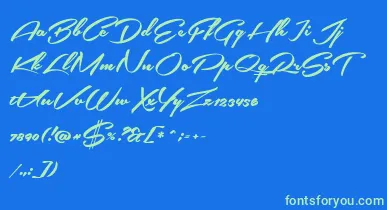 SouthernairePersonalUseOnly font – Green Fonts On Blue Background