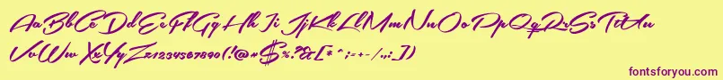 SouthernairePersonalUseOnly Font – Purple Fonts on Yellow Background