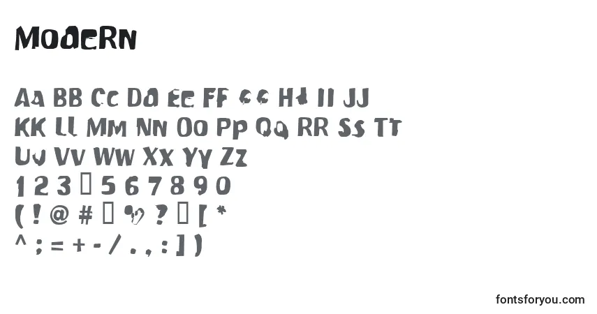 Шрифт Modern – алфавит, цифры, специальные символы