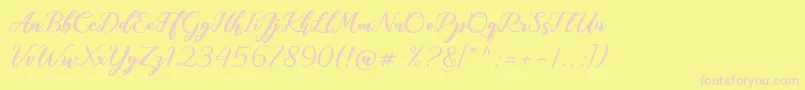 Więcej informacji o czcionce AnishaFree Czcionka AnishaFree – różowe czcionki na żółtym tle