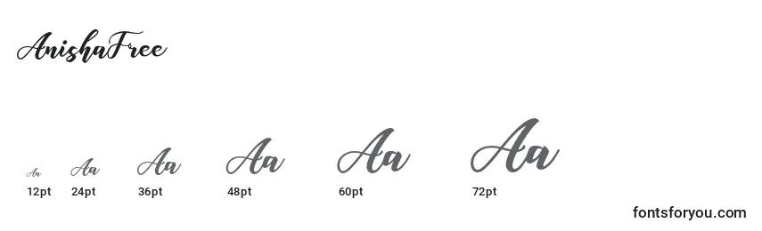 Размеры шрифта AnishaFree