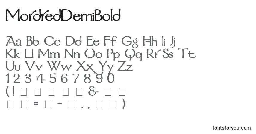 Schriftart MordredDemiBold – Alphabet, Zahlen, spezielle Symbole