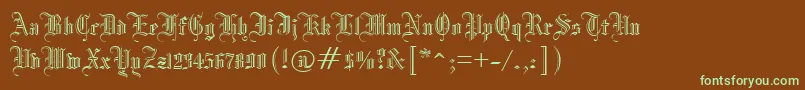 フォントManuscriptOpenRegular – 緑色の文字が茶色の背景にあります。