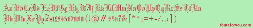 フォントManuscriptOpenRegular – 赤い文字の緑の背景