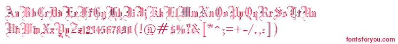 フォントManuscriptOpenRegular – 白い背景に赤い文字