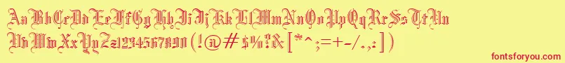 フォントManuscriptOpenRegular – 赤い文字の黄色い背景