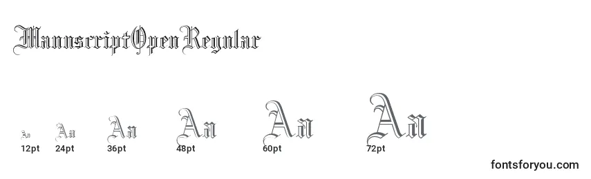 Размеры шрифта ManuscriptOpenRegular