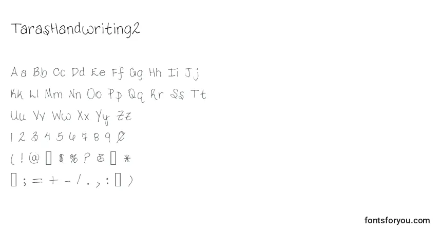 Czcionka TarasHandwriting2 – alfabet, cyfry, specjalne znaki