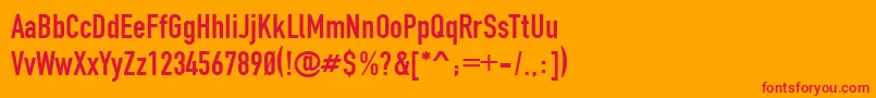 Dinen-Schriftart – Rote Schriften auf orangefarbenem Hintergrund