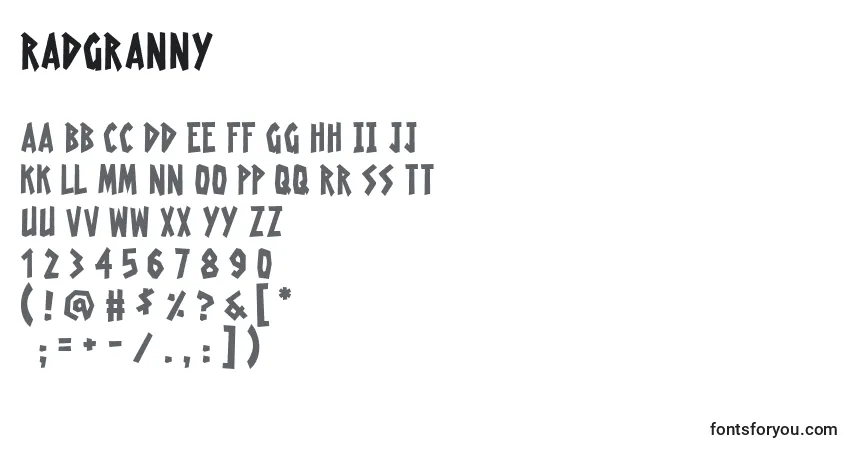 A fonte Radgranny – alfabeto, números, caracteres especiais