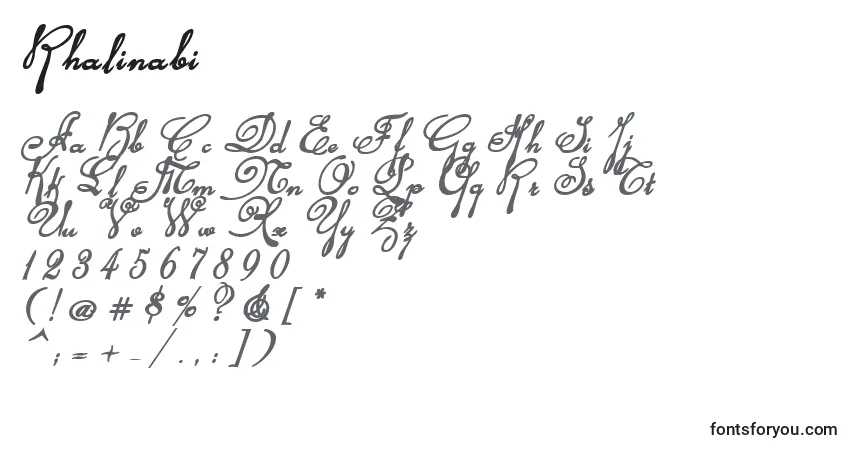 A fonte Rhalinabi – alfabeto, números, caracteres especiais