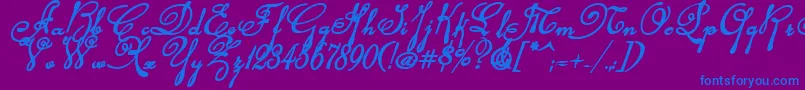 Rhalinabi Font – Blue Fonts on Purple Background