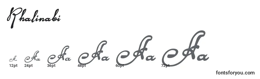 Размеры шрифта Rhalinabi