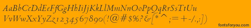 Czcionka Venetian301ItalicBt – czarne czcionki na pomarańczowym tle