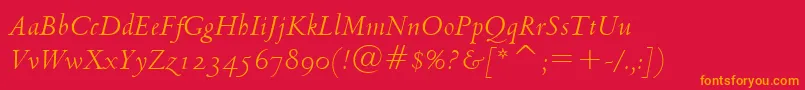 Venetian301ItalicBt Font – Orange Fonts on Red Background