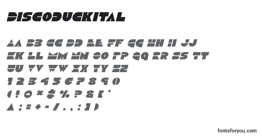 Discoduckital Font – alphabet, numbers, special characters