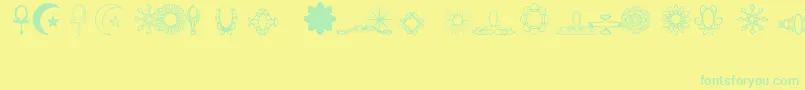 Jewelset-Schriftart – Grüne Schriften auf gelbem Hintergrund