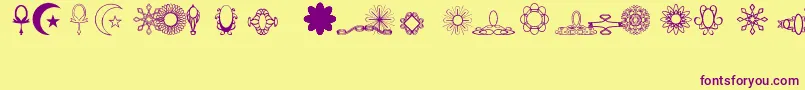 Jewelset-Schriftart – Violette Schriften auf gelbem Hintergrund