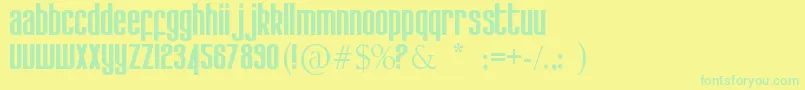 Kdobtz-Schriftart – Grüne Schriften auf gelbem Hintergrund