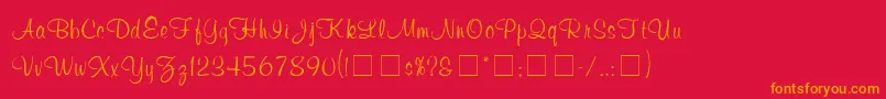 Fonte ChromaScriptSsi – fontes laranjas em um fundo vermelho