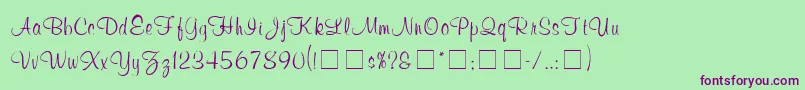 フォントChromaScriptSsi – 緑の背景に紫のフォント