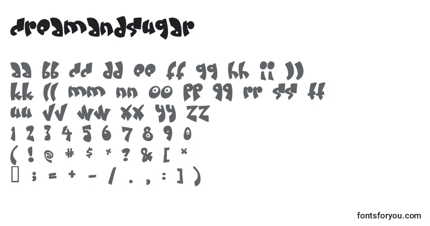 Czcionka Creamandsugar – alfabet, cyfry, specjalne znaki