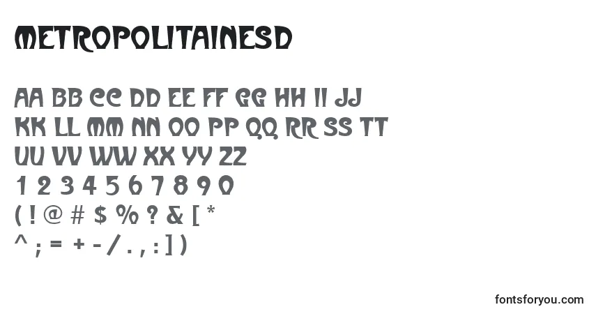 A fonte Metropolitainesd – alfabeto, números, caracteres especiais