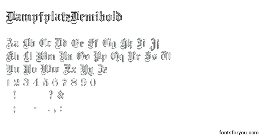 DampfplatzDemibold-fontti – aakkoset, numerot, erikoismerkit