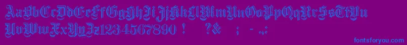 DampfplatzDemibold-Schriftart – Blaue Schriften auf violettem Hintergrund