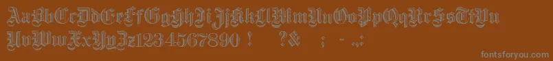 DampfplatzDemibold-Schriftart – Graue Schriften auf braunem Hintergrund