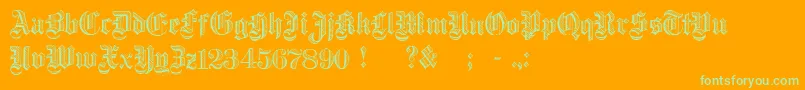 DampfplatzDemibold-Schriftart – Grüne Schriften auf orangefarbenem Hintergrund