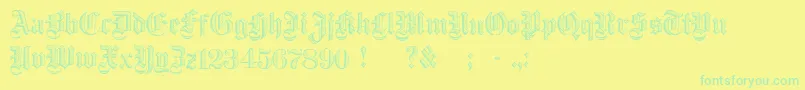 DampfplatzDemibold-Schriftart – Grüne Schriften auf gelbem Hintergrund