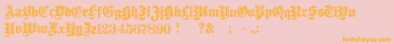 DampfplatzDemibold-Schriftart – Orangefarbene Schriften auf rosa Hintergrund