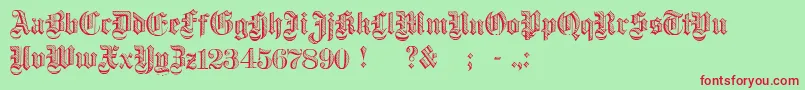 DampfplatzDemibold-Schriftart – Rote Schriften auf grünem Hintergrund