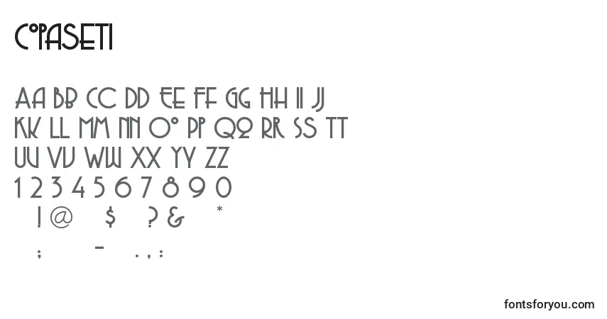 Schriftart Copaseti – Alphabet, Zahlen, spezielle Symbole
