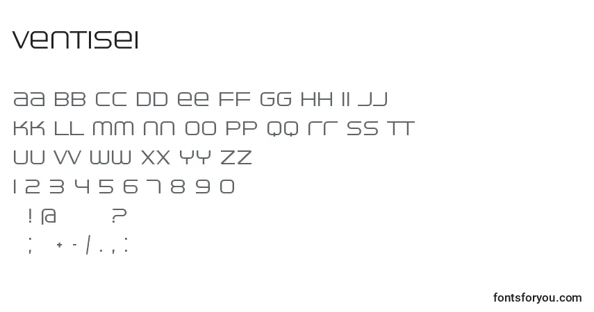 Шрифт Ventisei – алфавит, цифры, специальные символы