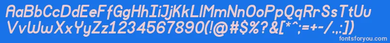 MockupBolditalic-fontti – vaaleanpunaiset fontit sinisellä taustalla