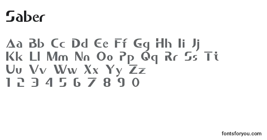 Schriftart Saber – Alphabet, Zahlen, spezielle Symbole