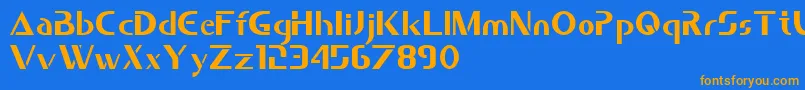 Saber Font – Orange Fonts on Blue Background