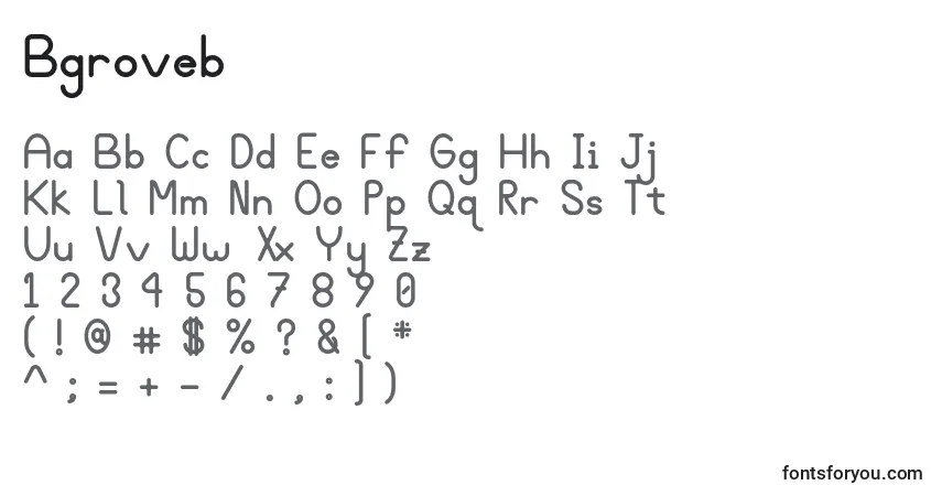 A fonte Bgroveb – alfabeto, números, caracteres especiais
