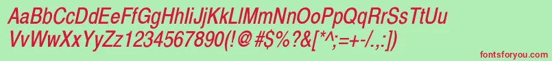 XeroxSansSerifNarrowOblique Font – Red Fonts on Green Background