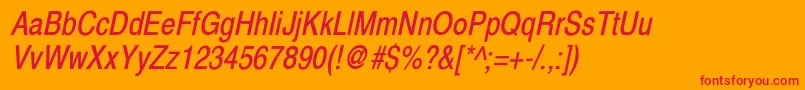 XeroxSansSerifNarrowOblique Font – Red Fonts on Orange Background