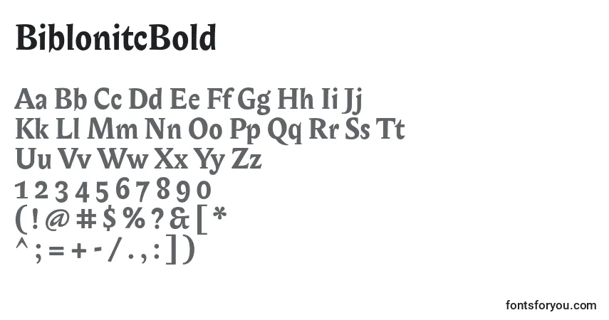 A fonte BiblonitcBold – alfabeto, números, caracteres especiais