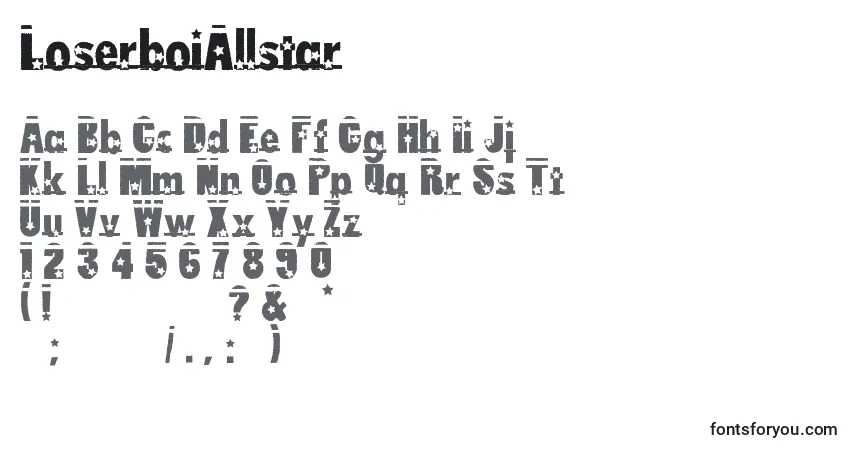 Fuente LoserboiAllstar - alfabeto, números, caracteres especiales