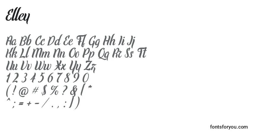A fonte Elley – alfabeto, números, caracteres especiais