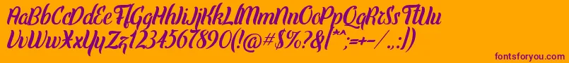 Elley Font – Purple Fonts on Orange Background